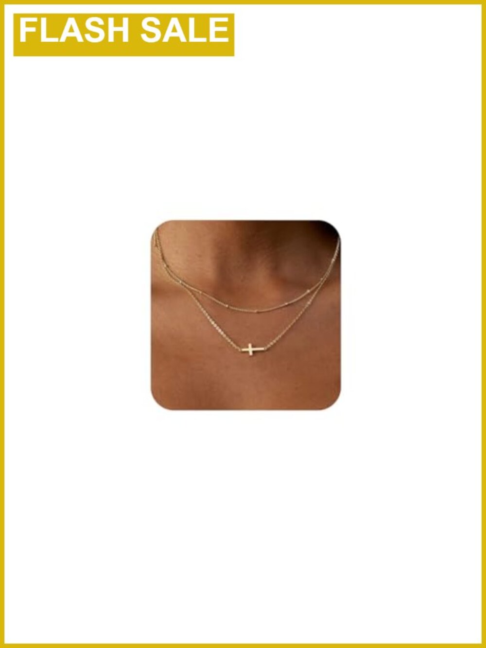 Dainty Layered Cross Necklace Set Gold Brass Choker Chain Stackable